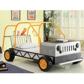 Metal Finish Jeep Design Youth Twin Size Bed Frame   Childrens Furniture