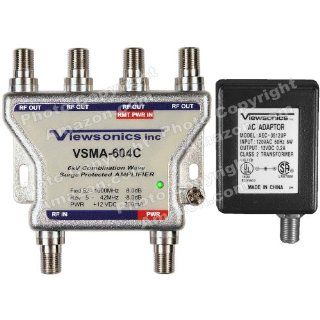 Viewsonics VSMA 604C 4 Port Professional Cable TV HDTV Signal Booster/Amplifier (Retail Package)