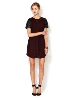 French Terry Shift Dress with Faux Leather Combo by Renvy