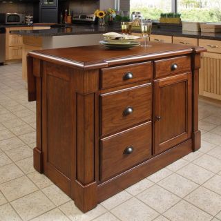 Home Styles 48 in L x 26.75 in W x 36 in H Rustic Cherry Kitchen Island