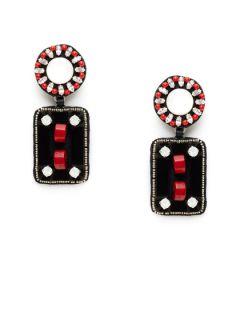 Black & Red Drop Earrings by Ranjana Khan