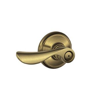 Schlage F40 CHP 609 16 080 10 027 Champagne Bed and Bath Lever, Antique Brass   Doorknobs  