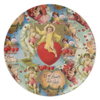 Beautiful Vintage Valentine Love Cherub Collage Plate
