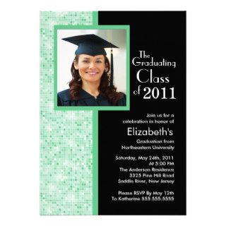 Classy Green & Black Graduation Invitation Photo