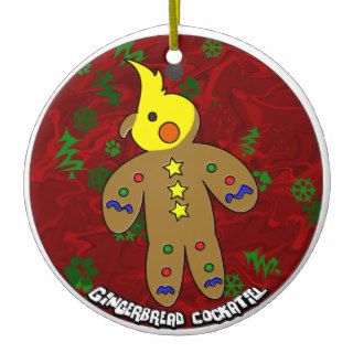Cartoon Gingerbread Cockatiel Christmas Ornament
