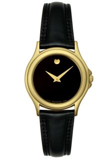 Movado 0690299  Watches,Womens  ladies classic black leather strap Gold, Casual Movado Quartz Watches