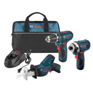 Bosch 3 Tool 12 Volt Max Lithium Ion (Li Ion) Cordless Combo Kit