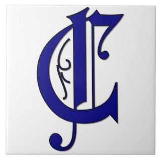 Colchester Letter C Blue Monogram Accent Tile