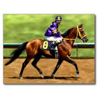 Ready to Run   Race Horse Painting Postcard