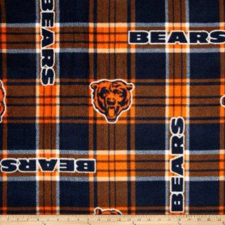 NFL Fleece Chicago Bears Plaid Blue/Orange Fabric