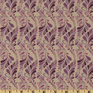 44'' Wide Laura Ashley Laila Abstract Tan/Purple Fabric By The Yard