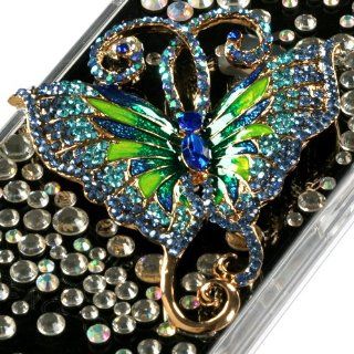 Gossamer Butterfly Crystal 3D Diamante Protector Faceplate Cover For APPLE iPhone 4S/4/4G Cell Phones & Accessories