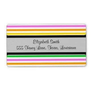 Abstract Retro Stripes Lines Red Blue Green Pink Shipping Labels
