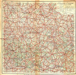 FRANCE Auvergne Centre Carte Routiere, 1935 map   Wall Maps
