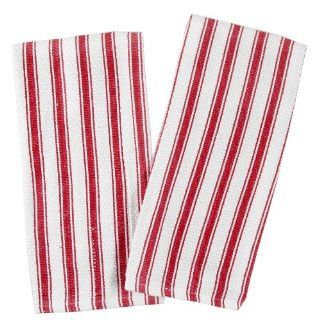 Red and White Basket Weave Kitchen Towel, Set of 6   Dish Towels