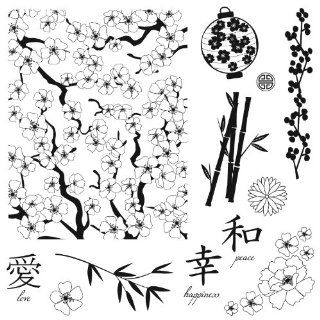 Fiskars 8 Inch by 8 Inch Background Clears Stamps, Asian Inspired