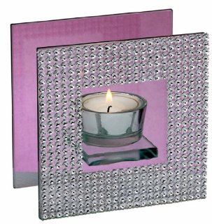 Biedermann & Sons Diamond Frame Glass Tealight Candle Holder, 4 7/8 Inches Square   Tea Light Holders