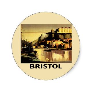 Bristol England ~ Vintage UK Travel Advertisement Round Stickers