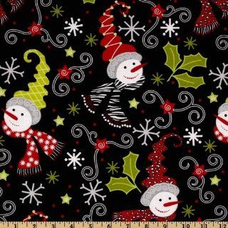 44'' Wide S'Noel Winter Wonderland Black Fabric By The Yard