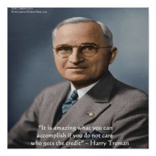 Harry Truman "Giving Credit" Wisdom Quote Poster Print