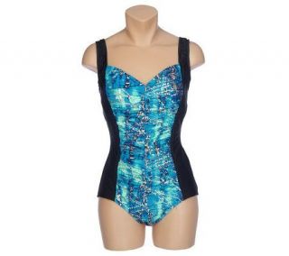 Carol Wior Shirred Front Tank 1 piece Swimsuit —