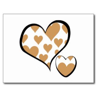 Love, Romance, Hearts   White Brown Postcard