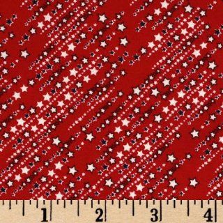 44'' Wide Patriotic Collection Star Flares Red Fabric By The Yard