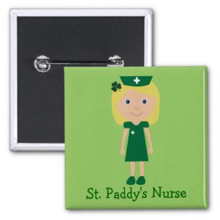 Cute St. Paddy's Nurse Cartoon Character Pin