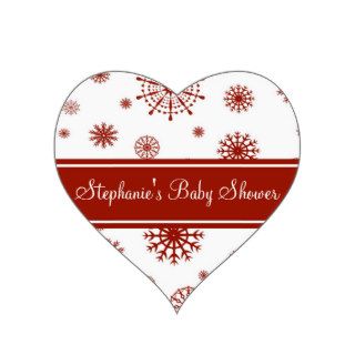 Red White Winter Baby Shower Favor Stickers
