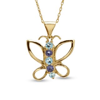 Blue Topaz and Iolite Butterfly Pendant in 10K Gold   Zales