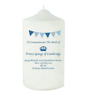 royal baby memorabilia candle by sleepyheads