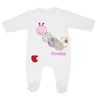 personalised caterpillar babygrow by little baby boutique