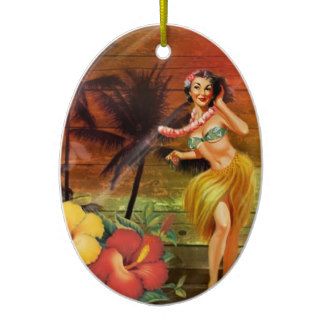 Girly hawaii pin up girl beach ornaments