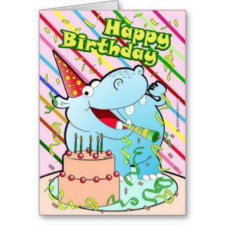 Happy Birthday Cartoon Hippo Card