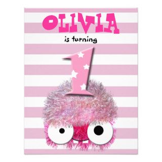 pink girly funny cute girl's first birthday invitations