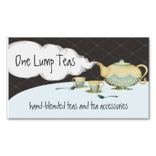 Blue flower teapot and teacups business cards