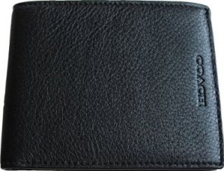 Coach Slim Pebbled Black Leather Billfold Mens Wallet F74326 Shoes