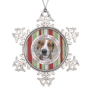 Pet Dog Memorial Photo Christmas Candy Cane Stripe Ornament