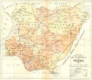 NIGERIA Map of the Colony and Protectorate of Nigeria 1935, 1936   Wall Maps