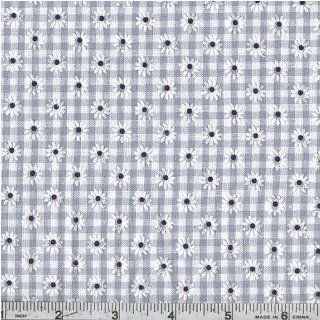 Woven 1/8'' Daisy Gingham Blue Fabric By The Yard   Flat Sheets