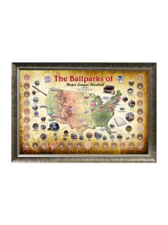 New Major League Baseball Parks "Map" 20x32 Framed Collage w/ Game Used Dirt From 30 Parks by Steiner Sports