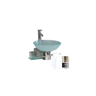 Fresca Vetro 17.75 in x 19.75 in Stainless Steel Vessel Single Sink Bathroom Vanity with Tempered Glass and Glass Top (Faucet Included)