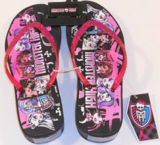 Monster High Girls Flip Flop Sandals Wedge Heel Pink Sparkles Size Youth XL 4/5 Monster High Dolls Shoes