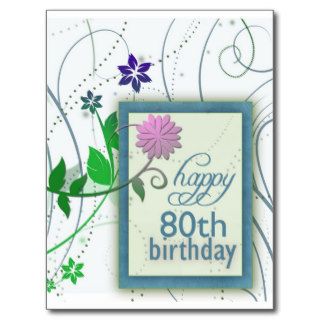 Fun flower happy 80th Birthday Postcard