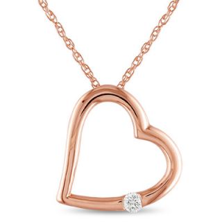 Accent Solitaire Tilted Heart Pendant in 10K Rose Gold   17   Zales