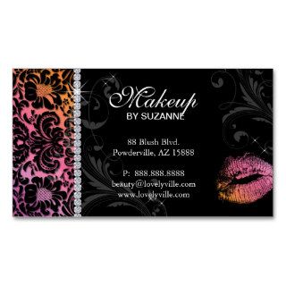 Cosmetologist Business Card Floral Orange Pink