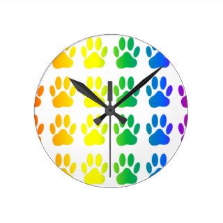Rainbow Dog Pawprint Clock