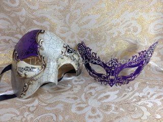Purple Collection Couple Venetian Masquerade Mardi Gras Costume Mask Style 8  Facial Masks  Beauty