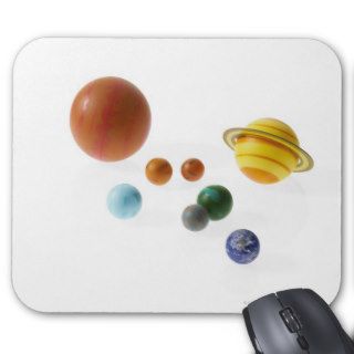 Solar system planets on white background mouse pad
