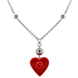 Moschino MJ0104  Jewelry,Moschino Cheap and Chic Sweetheart Stainless Steel and Red Plastic Necklace, Fine Jewelry Moschino Stainless Steel and Plastic Jewelry